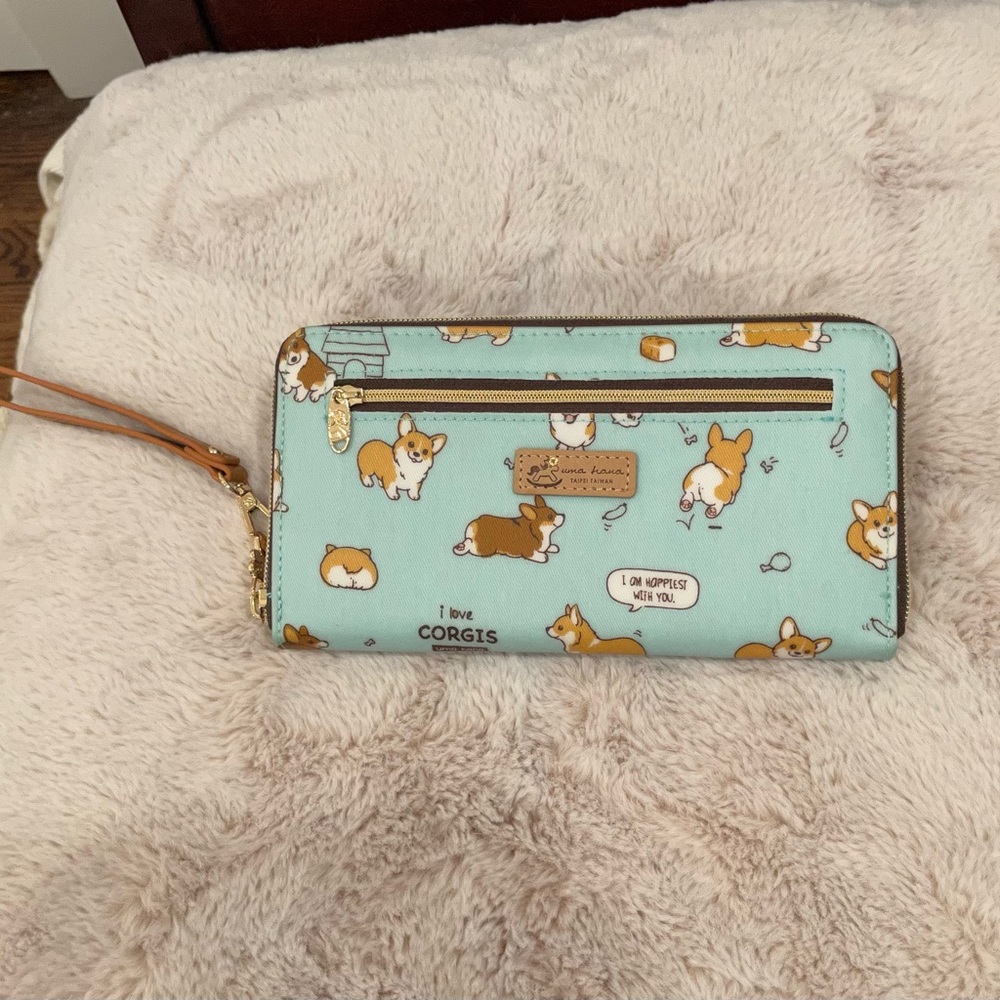 Uma Hana clutch wallet wristlet, corgis, new without tags